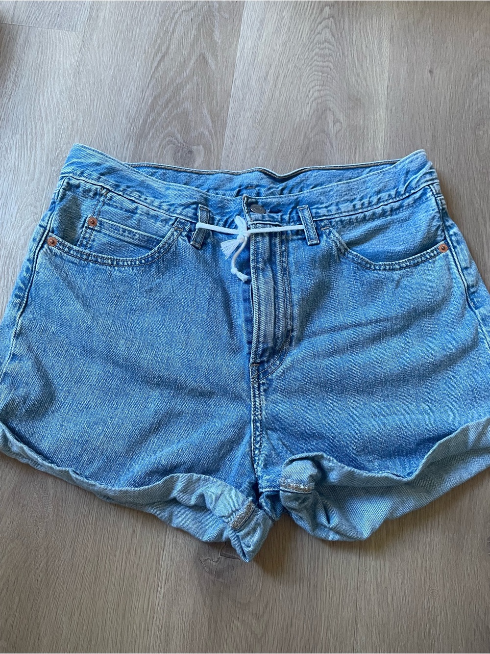 Levi's Light Blue High-Rise Denim Cutoff Shorts